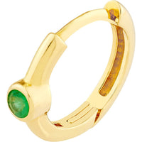 Olas d'Oro - 14K Yellow Gold Emerald Bezel Huggie Earrings - 0.05 Carat Total Emerald Weight