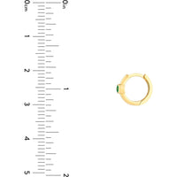 Olas d'Oro - 14K Yellow Gold Emerald Bezel Huggie Earrings - 0.05 Carat Total Emerald Weight
