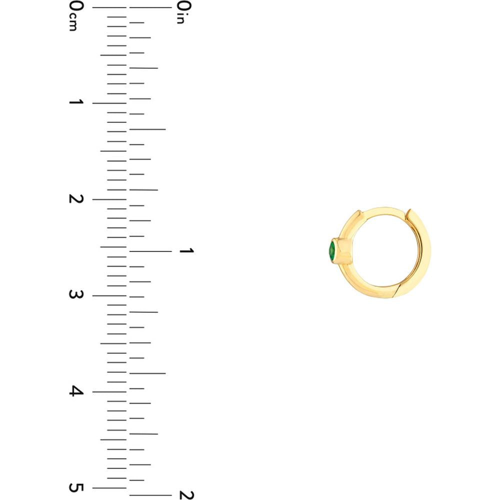 Olas d'Oro - 14K Yellow Gold Emerald Bezel Huggie Earrings - 0.05 Carat Total Emerald Weight