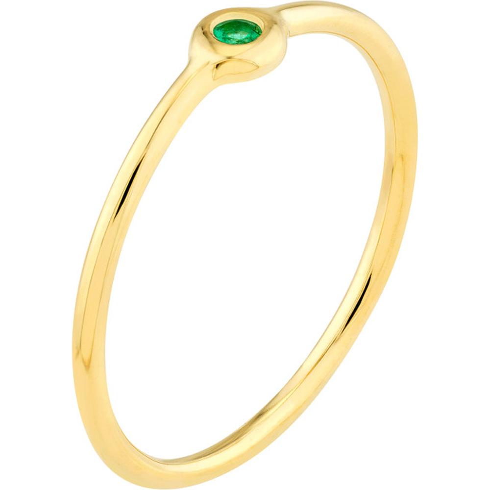 Olas d'Oro - 14K Yellow Gold Emerald Bezel Wire Ring - 0.03 Carat Total Gem Weight
