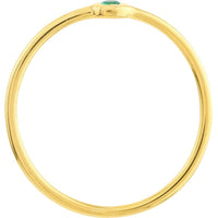 Olas d'Oro - 14K Yellow Gold Emerald Bezel Wire Ring - 0.03 Carat Total Gem Weight