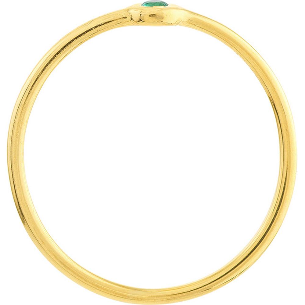 Olas d'Oro - 14K Yellow Gold Emerald Bezel Wire Ring - 0.03 Carat Total Gem Weight