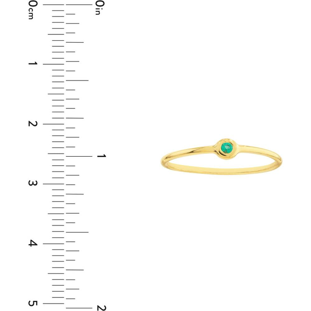 Olas d'Oro - 14K Yellow Gold Emerald Bezel Wire Ring - 0.03 Carat Total Gem Weight