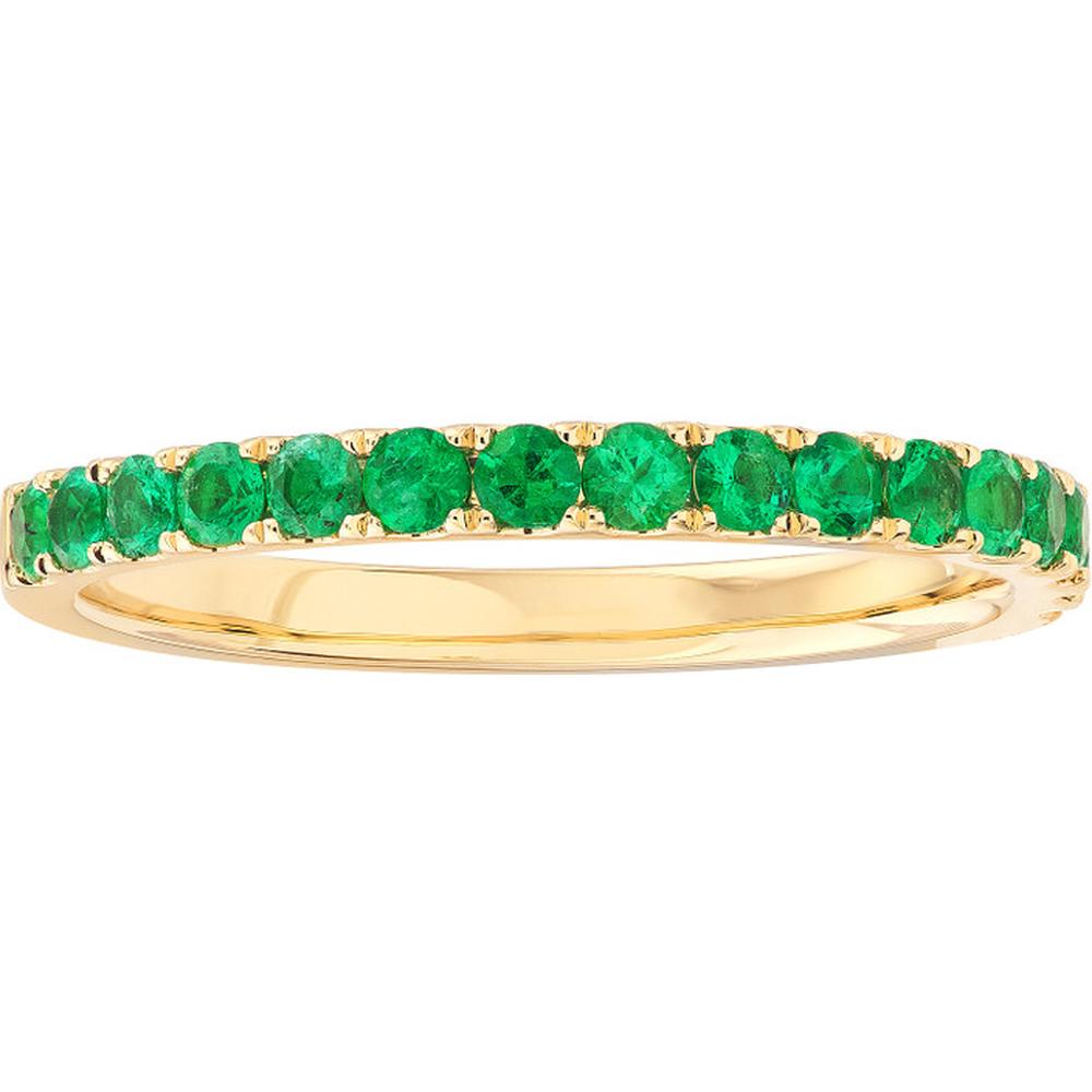 Olas d'Oro - 14K Yellow Gold Emerald Gemstone Stackable Band - 0.43 Carat Total Emerald Weight