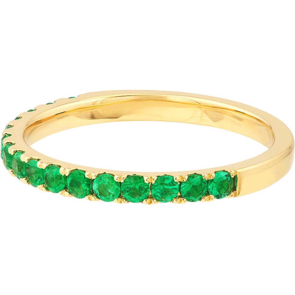 Olas d'Oro - 14K Yellow Gold Emerald Gemstone Stackable Band - 0.43 Carat Total Emerald Weight