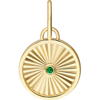 Olas d'Oro - 14K Yellow Gold Emerald Round Radiant Pendant with 0.01 Carat Emerald