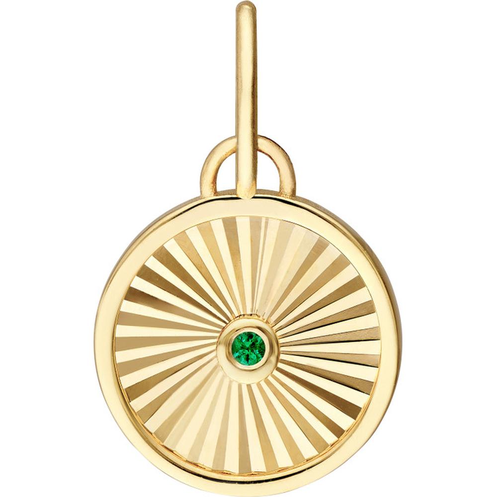Olas d'Oro - 14K Yellow Gold Emerald Round Radiant Pendant with 0.01 Carat Emerald