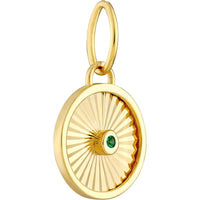 Olas d'Oro - 14K Yellow Gold Emerald Round Radiant Pendant with 0.01 Carat Emerald