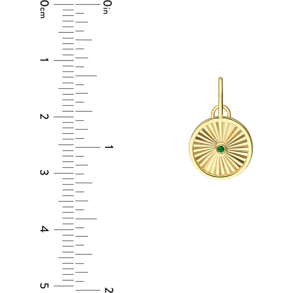 Olas d'Oro - 14K Yellow Gold Emerald Round Radiant Pendant with 0.01 Carat Emerald