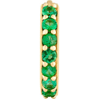 Olas d'Oro - 14K Yellow Gold Emerald Row Hoop Earrings - 0.18 Carat Total Emerald Weight