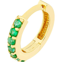 Olas d'Oro - 14K Yellow Gold Emerald Row Hoop Earrings - 0.18 Carat Total Emerald Weight