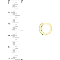 Olas d'Oro - 14K Yellow Gold Emerald Row Hoop Earrings - 0.18 Carat Total Emerald Weight