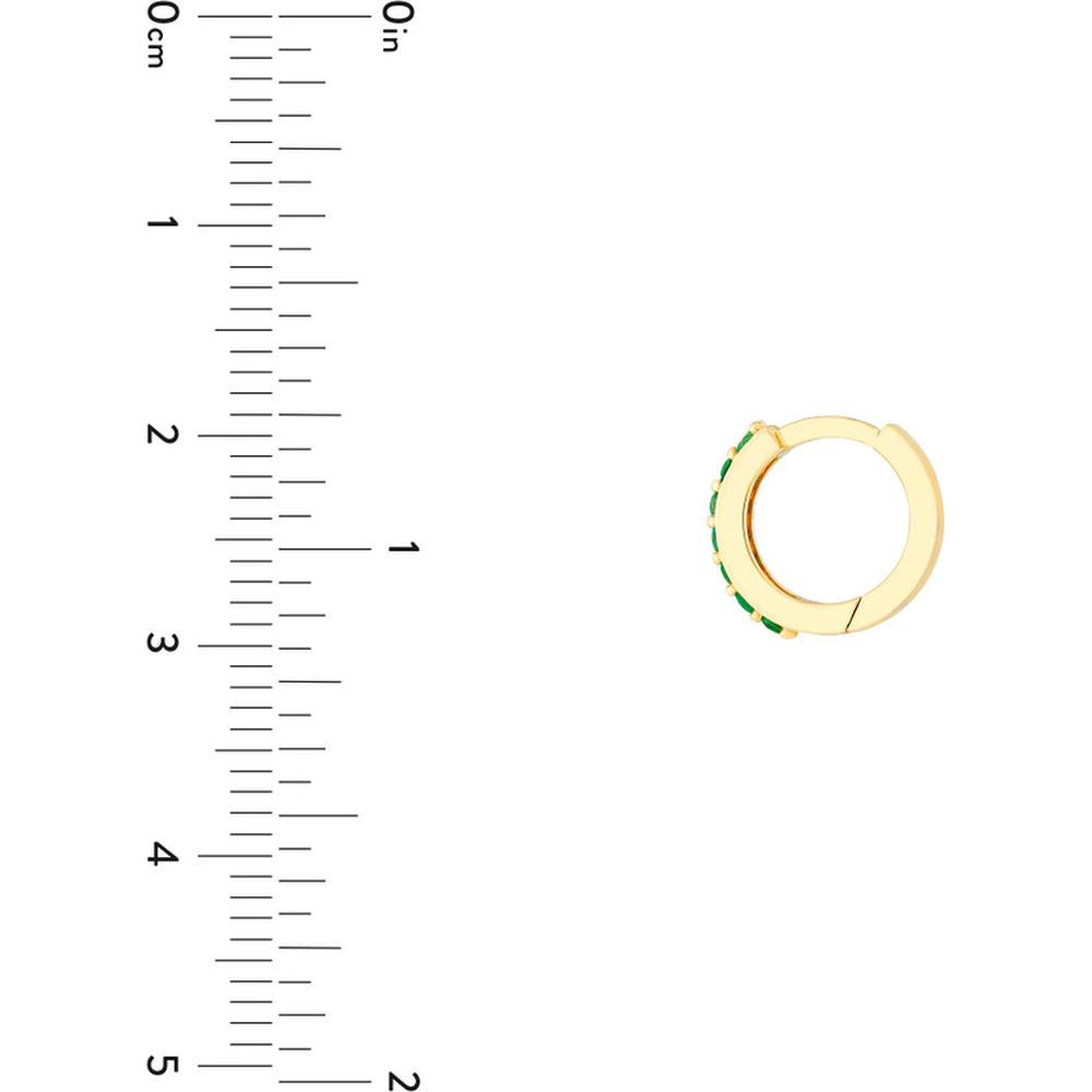 Olas d'Oro - 14K Yellow Gold Emerald Row Hoop Earrings - 0.18 Carat Total Emerald Weight