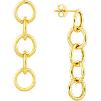 Olas d'Oro - 14K Yellow Gold Endless Link Dangle Earrings with Post & Nut Closure