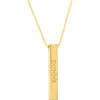 Olas d'Oro - 14K Yellow Gold Engravable 3D Bar Necklace on Bead Chain for Men - 10.26g