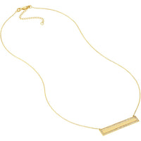 Olas d'Oro - 14K Yellow Gold Engravable Bar Necklace with 1/3 Carat Diamond Border