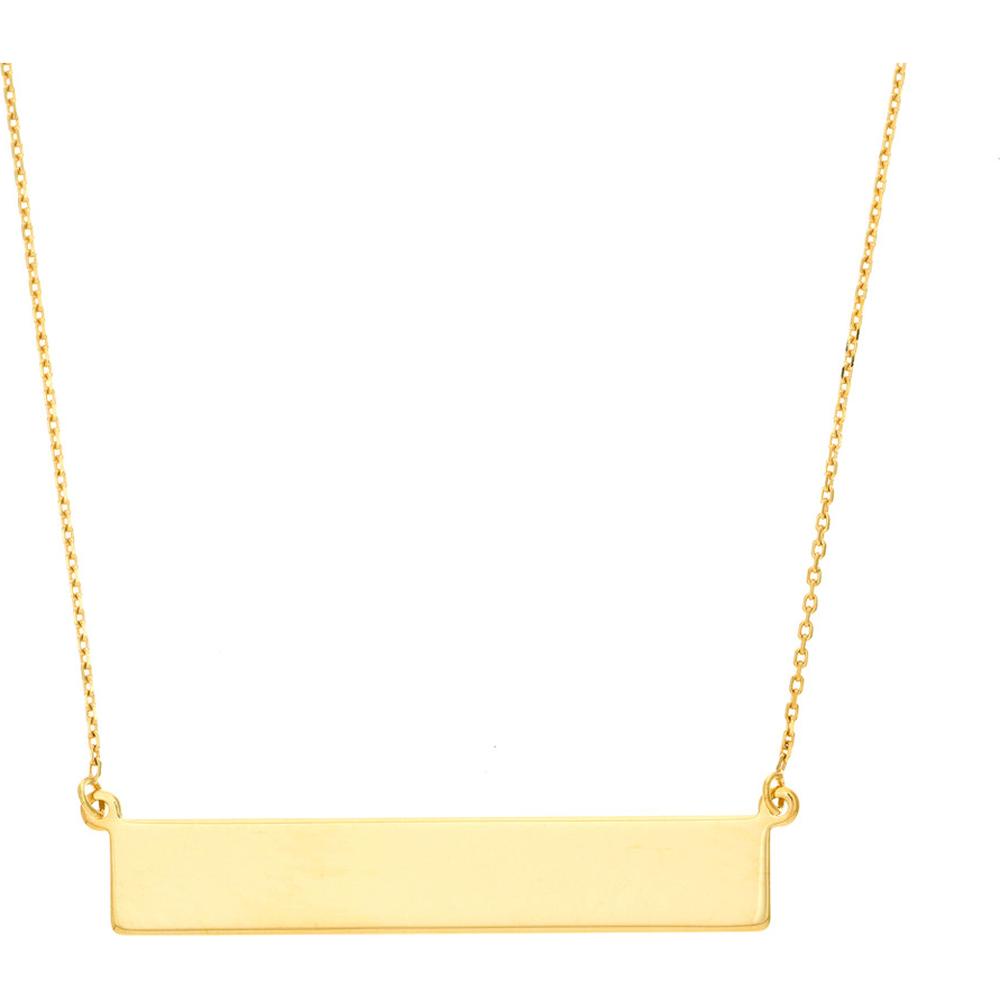 Olas d'Oro - 14K Yellow Gold Engravable Bar Necklace with Adjustable Chain - 3.20 Grams Average Weight
