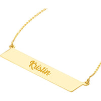 Olas d'Oro - 14K Yellow Gold Engravable Bar Necklace with Adjustable Chain - 3.20 Grams Average Weight