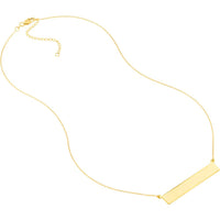 Olas d'Oro - 14K Yellow Gold Engravable Bar Necklace with Adjustable Chain - 3.20 Grams Average Weight