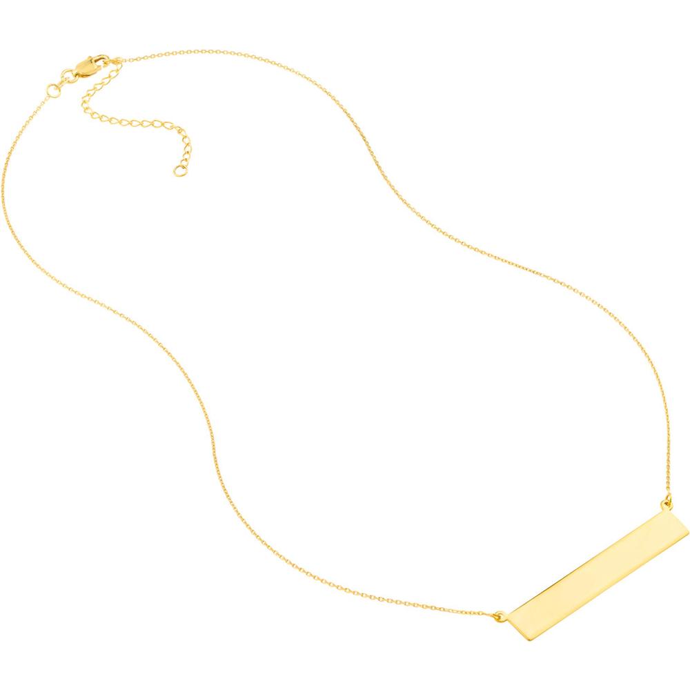 Olas d'Oro - 14K Yellow Gold Engravable Bar Necklace with Adjustable Chain - 3.20 Grams Average Weight