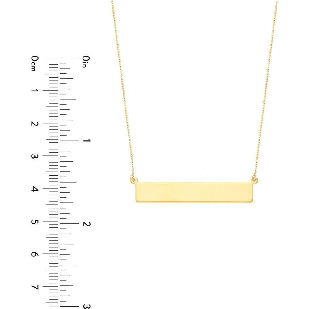 Olas d'Oro - 14K Yellow Gold Engravable Bar Necklace with Adjustable Chain - 3.20 Grams Average Weight