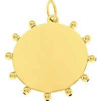Olas d'Oro - 14K Yellow Gold Engravable Bead Trimmed Disk Charm - 2.66g
