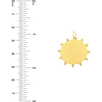 Olas d'Oro - 14K Yellow Gold Engravable Bead Trimmed Disk Charm - 2.66g