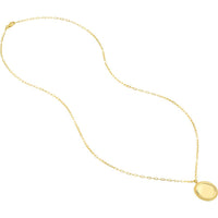 Olas d'Oro - 14K Yellow Gold Engravable Beaded Disc Medallion Pendant Necklace on Paper Clip Chain - 6.06 Grams Total Weight