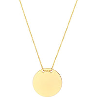 Olas d'Oro - 14K Yellow Gold Engravable Circle Plate Adjustable Necklace - Customizable with Personal Engraving