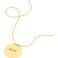 Olas d'Oro - 14K Yellow Gold Engravable Circle Plate Adjustable Necklace - Customizable with Personal Engraving