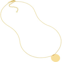 Olas d'Oro - 14K Yellow Gold Engravable Circle Plate Adjustable Necklace - Customizable with Personal Engraving