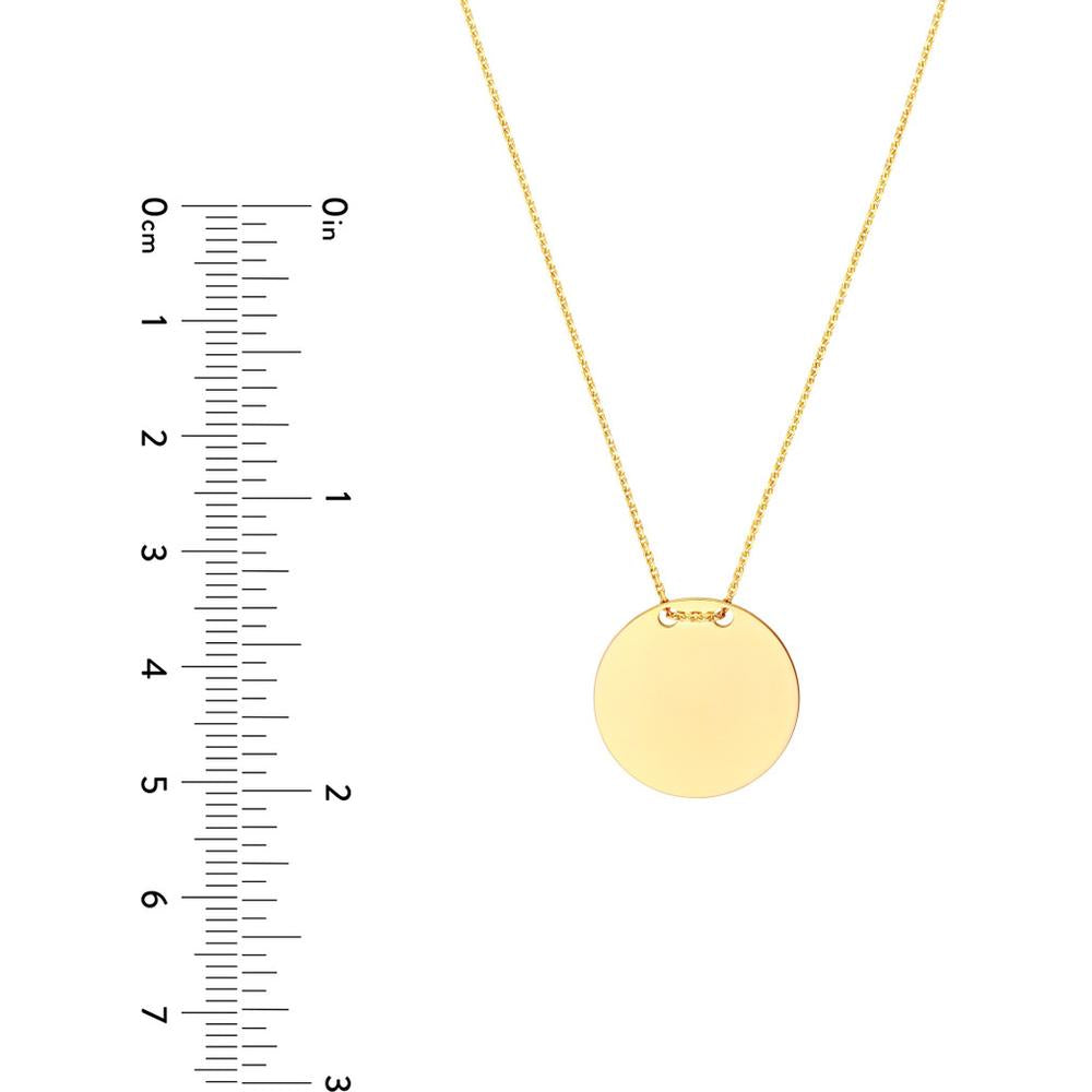 Olas d'Oro - 14K Yellow Gold Engravable Circle Plate Adjustable Necklace - Customizable with Personal Engraving