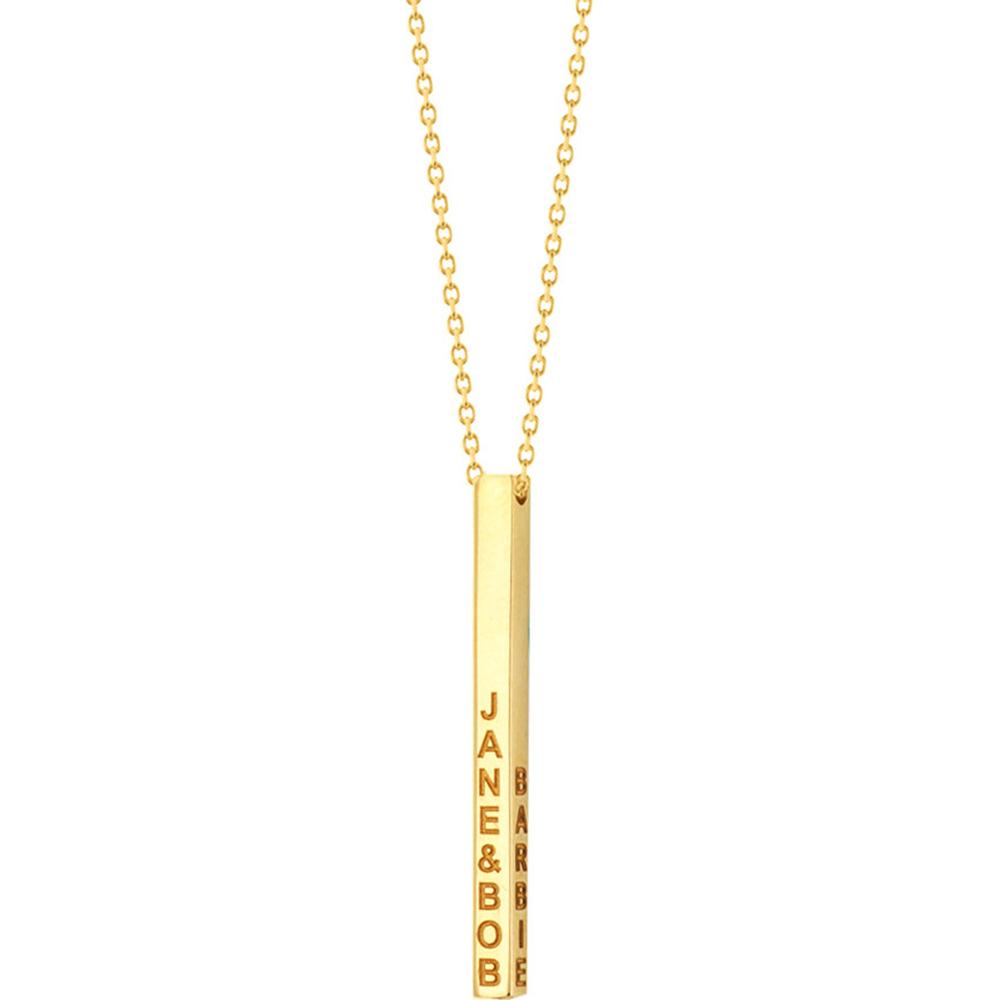 Olas d'Oro - 14K Yellow Gold Engravable Cube Adjustable Necklace