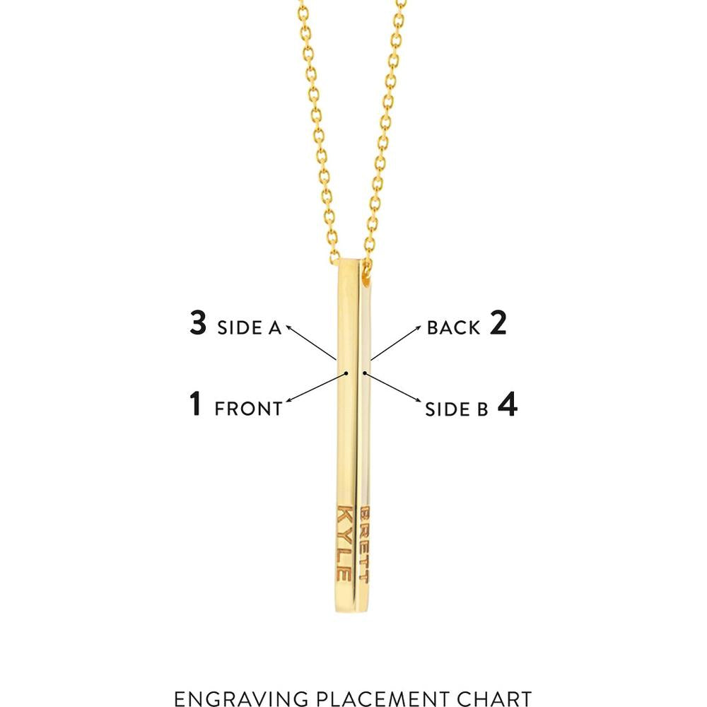Olas d'Oro - 14K Yellow Gold Engravable Cube Adjustable Necklace