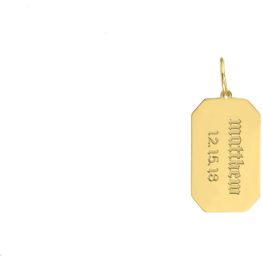 Olas d'Oro - 14K Yellow Gold Engravable Cutoff Rectangular Charm - 1.82 Grams