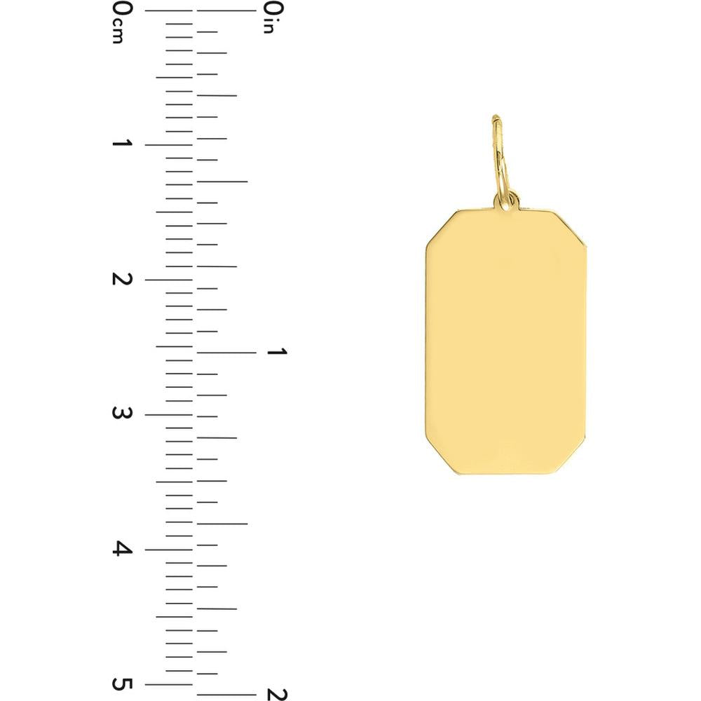 Olas d'Oro - 14K Yellow Gold Engravable Cutoff Rectangular Charm - 1.82 Grams