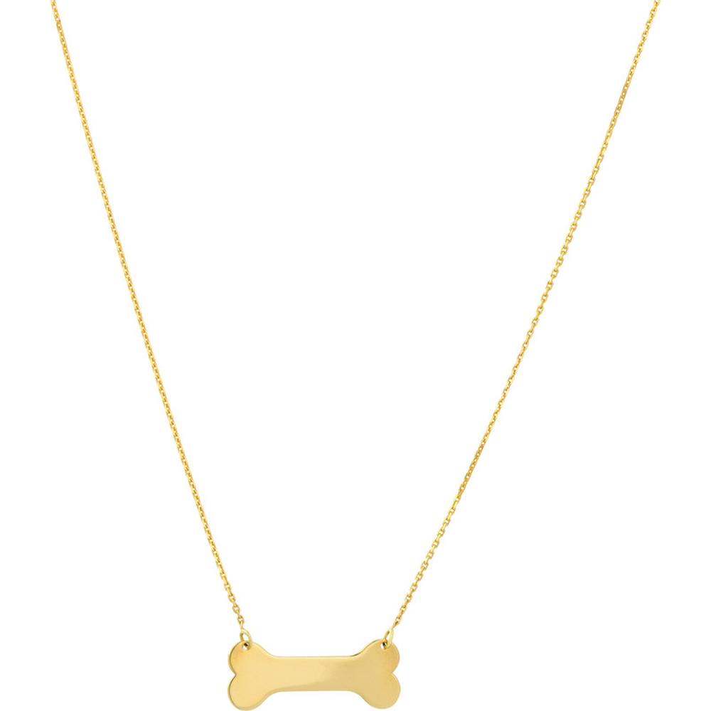 Olas d'Oro - 14K Yellow Gold Engravable Dog Bone Necklace  Adjustable 16-18 Inches