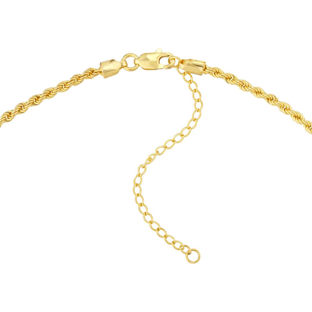 Olas d'Oro - 14K Yellow Gold Engravable Dog Tag Necklace on Rope Chain - 4.90 Grams Weight