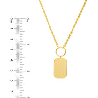 Olas d'Oro - 14K Yellow Gold Engravable Dog Tag Necklace on Rope Chain - 4.90 Grams Weight