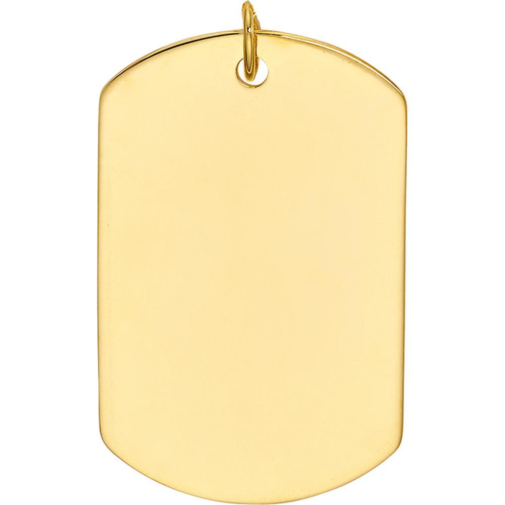 Olas d'Oro - 14K Yellow Gold Engravable Dog Tag Pendant - 4.00g