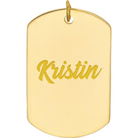 Olas d'Oro - 14K Yellow Gold Engravable Dog Tag Pendant - 4.00g