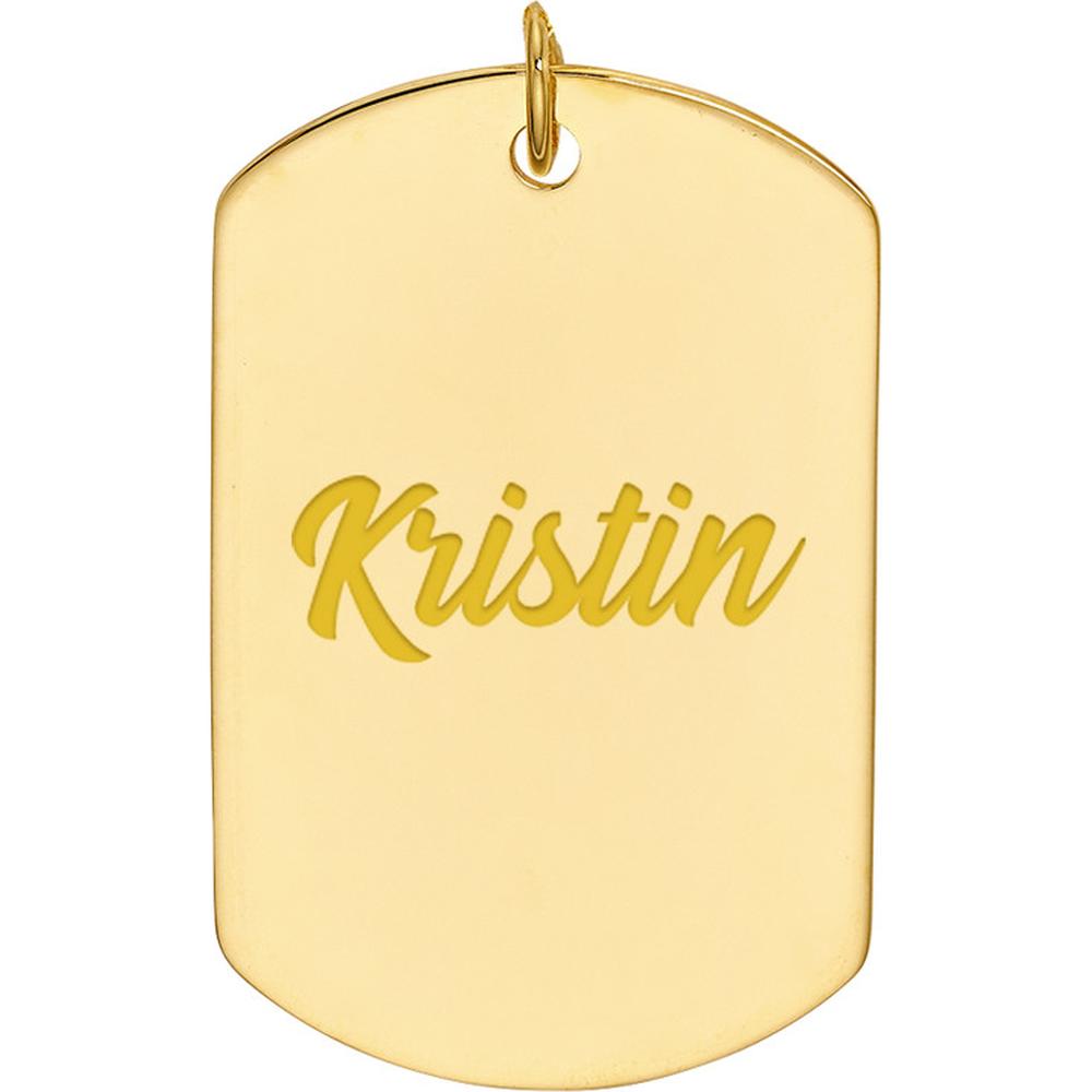 Olas d'Oro - 14K Yellow Gold Engravable Dog Tag Pendant - 4.00g
