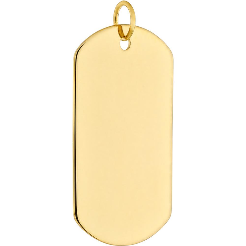 Olas d'Oro - 14K Yellow Gold Engravable Dog Tag Pendant - 4.00g