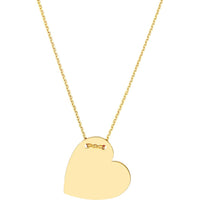 Olas d'Oro - 14K Yellow Gold Engravable Heart Plate Adjustable Necklace - 3.50 Grams Total Weight