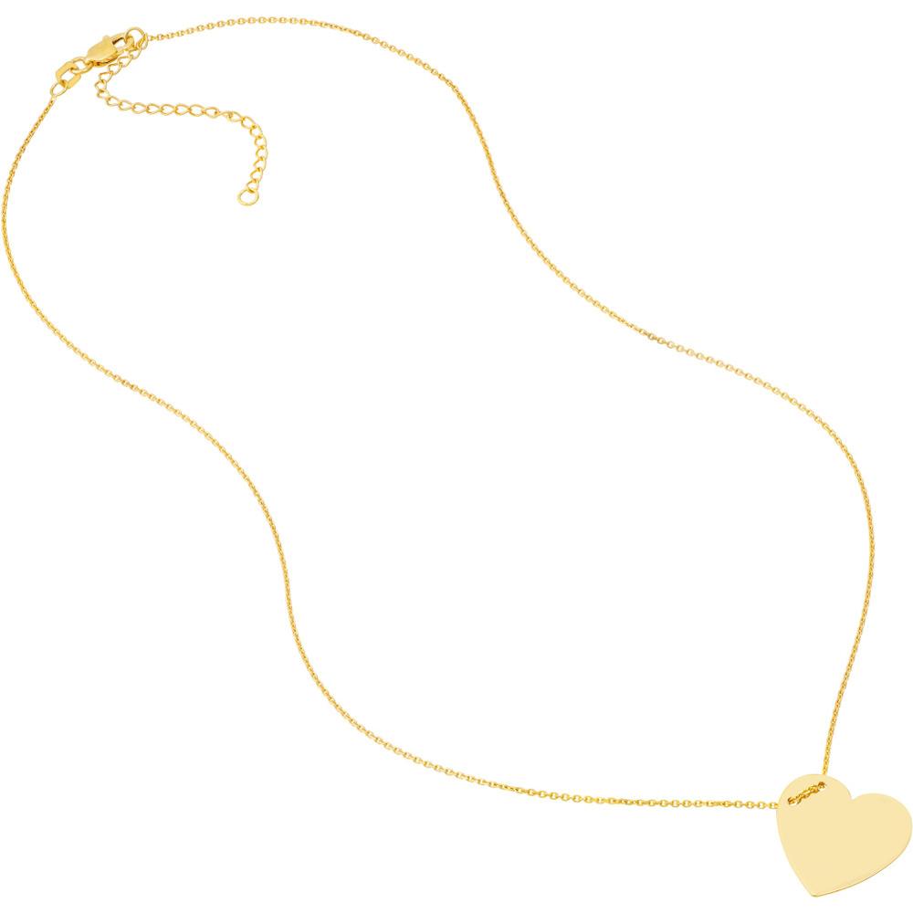 Olas d'Oro - 14K Yellow Gold Engravable Heart Plate Adjustable Necklace - 3.50 Grams Total Weight