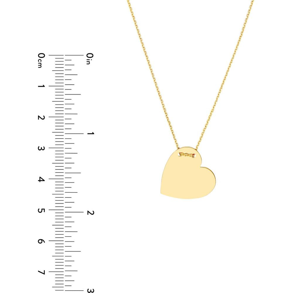 Olas d'Oro - 14K Yellow Gold Engravable Heart Plate Adjustable Necklace - 3.50 Grams Total Weight