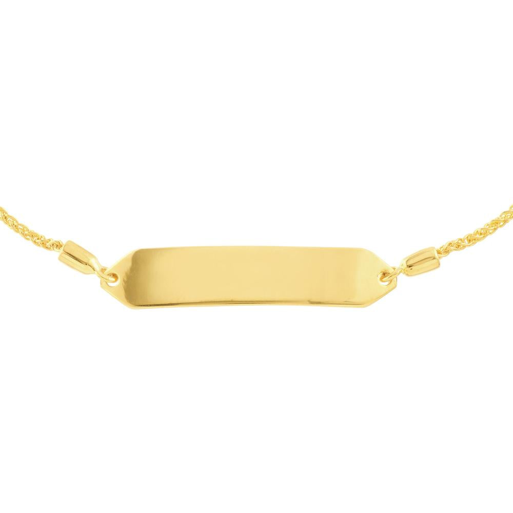 Olas d'Oro - 14K Yellow Gold Engravable Hexagon ID Bar Bolo Bracelet Adjustable Personalized Luxury Bracelet