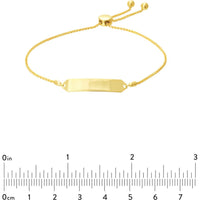 Olas d'Oro - 14K Yellow Gold Engravable Hexagon ID Bar Bolo Bracelet Adjustable Personalized Luxury Bracelet