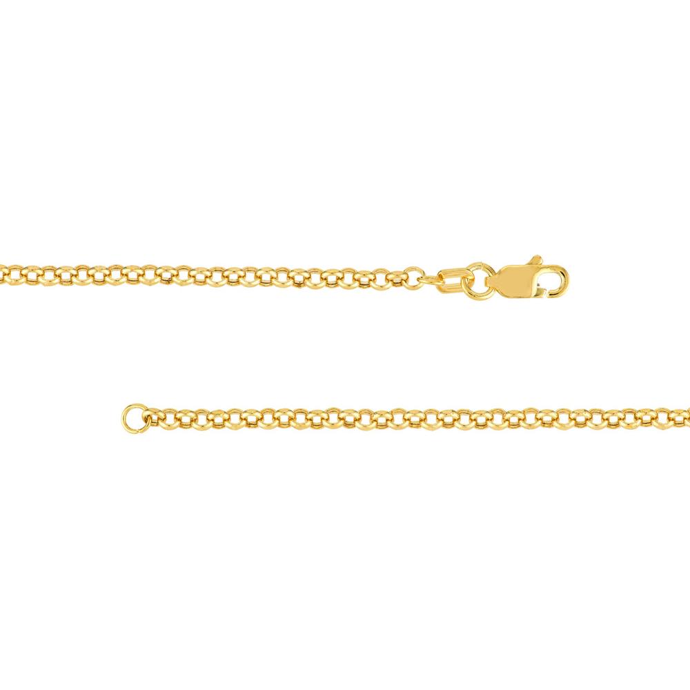 Olas d'Oro - 14K Yellow Gold Engravable ID Bar Rolo Chain Bracelet - 2.52 Grams