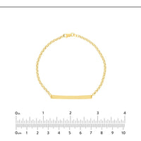Olas d'Oro - 14K Yellow Gold Engravable ID Bar Rolo Chain Bracelet - 2.52 Grams